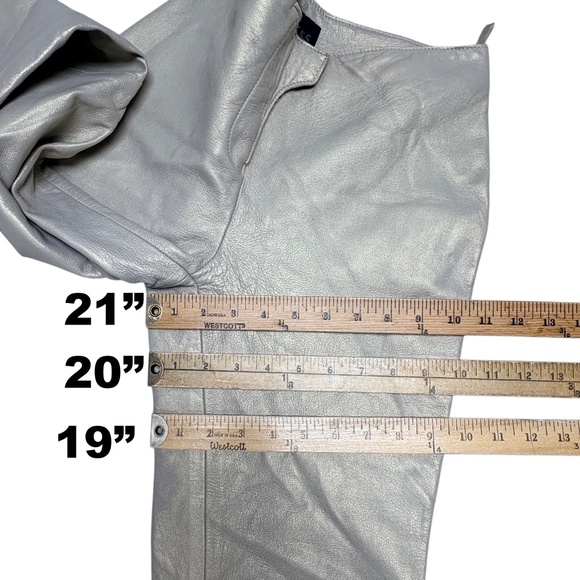 pants EXPRESS leather S iridescent pearl straight leg mid rise neutral elegant - Picture 11 of 17